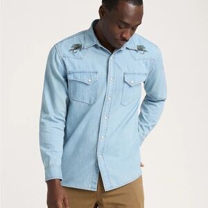 Pendleton Salmon Embroidered Denim Gambler Shirt